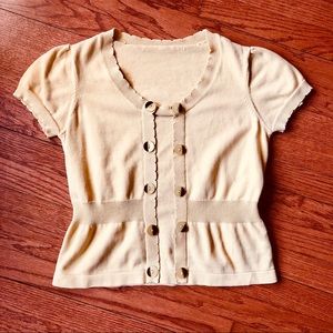 Pale yellow pinup retro sweater faux buttons